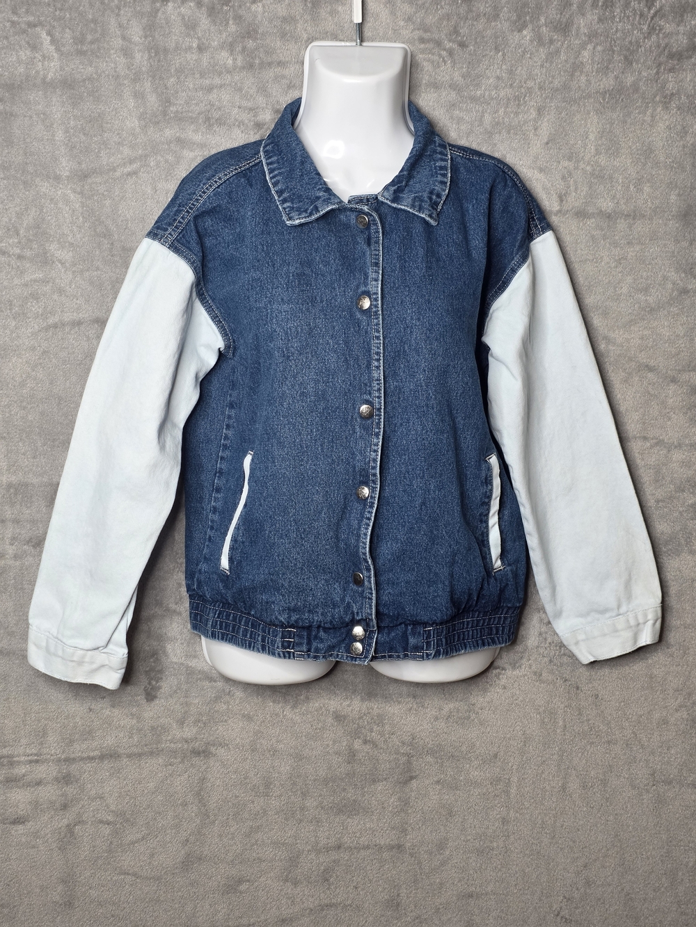 CARMAR Color Block Denim Jacket Medium | Two Tone Blue Jean Button Front Jacket